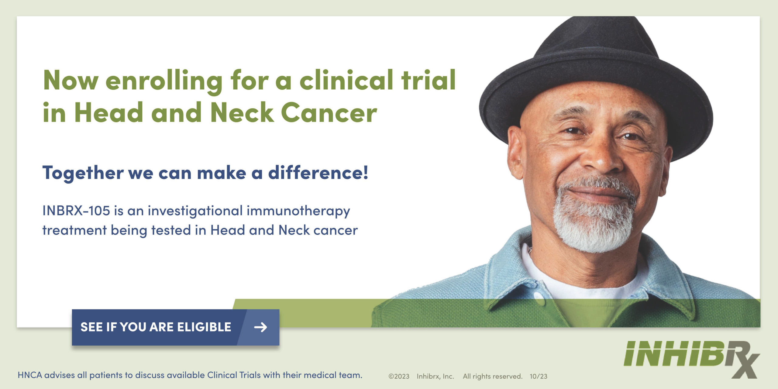 Inhibrx ad about their clinical trial